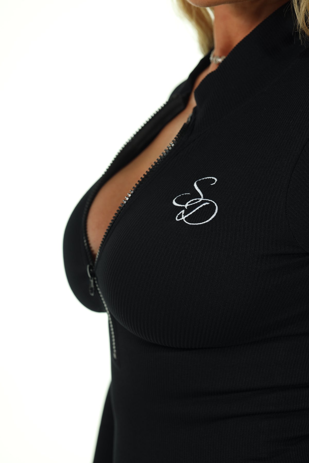 Sculpt Long Sleeve Playsuit in Black