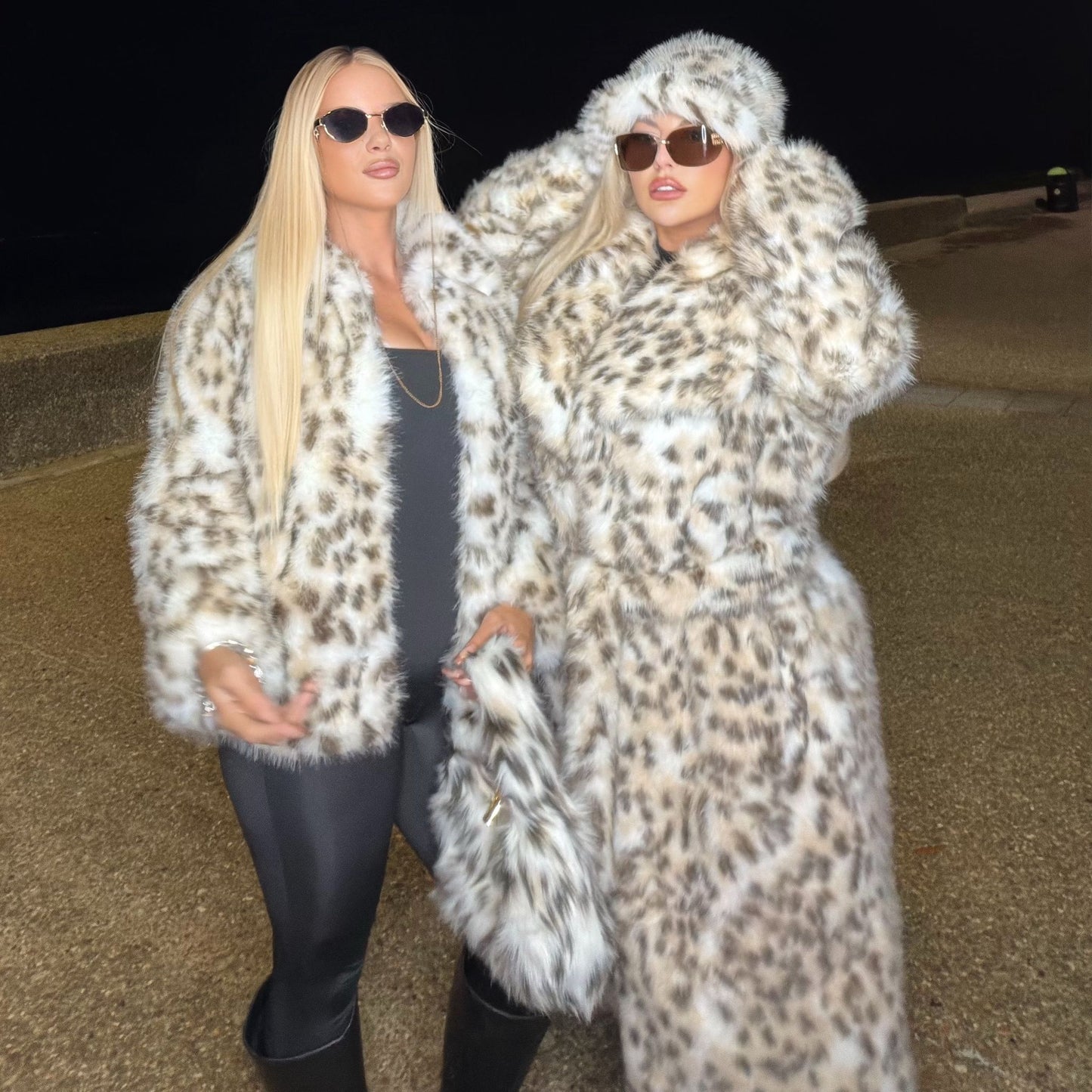 Sorelle Noir London – Snow Leopard Luxe Duo Collection- Long Coat