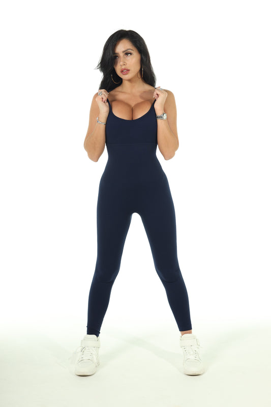 SD Performance Strappy-Back Jumpsuit in Navy
