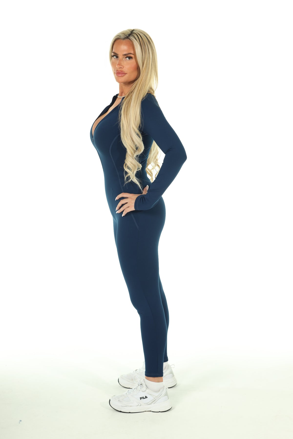 High Stretch Thermal Sculpt Jumpsuit in Navy Blue