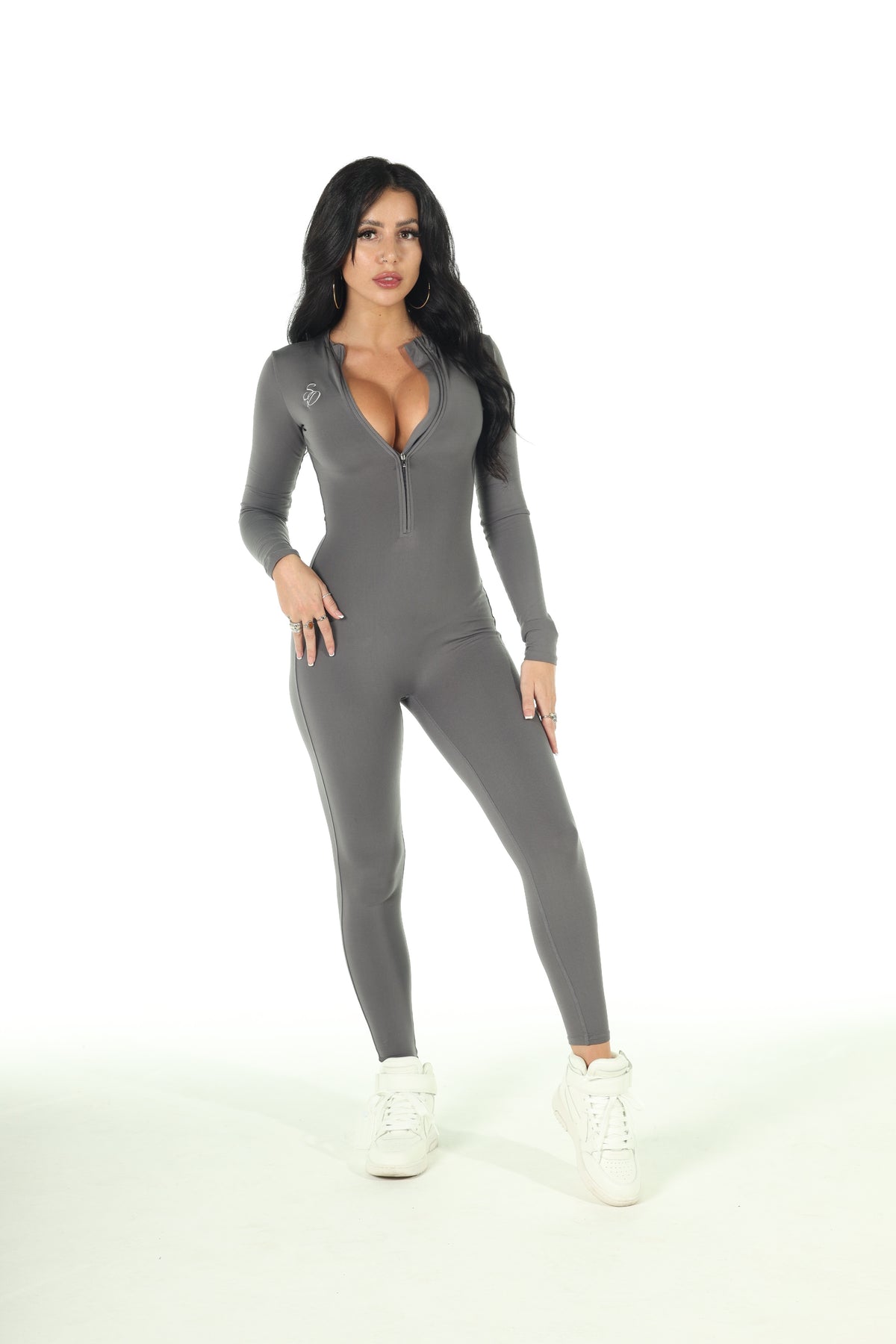 High Stretch Thermal Sculpt Jumpsuit in Grey