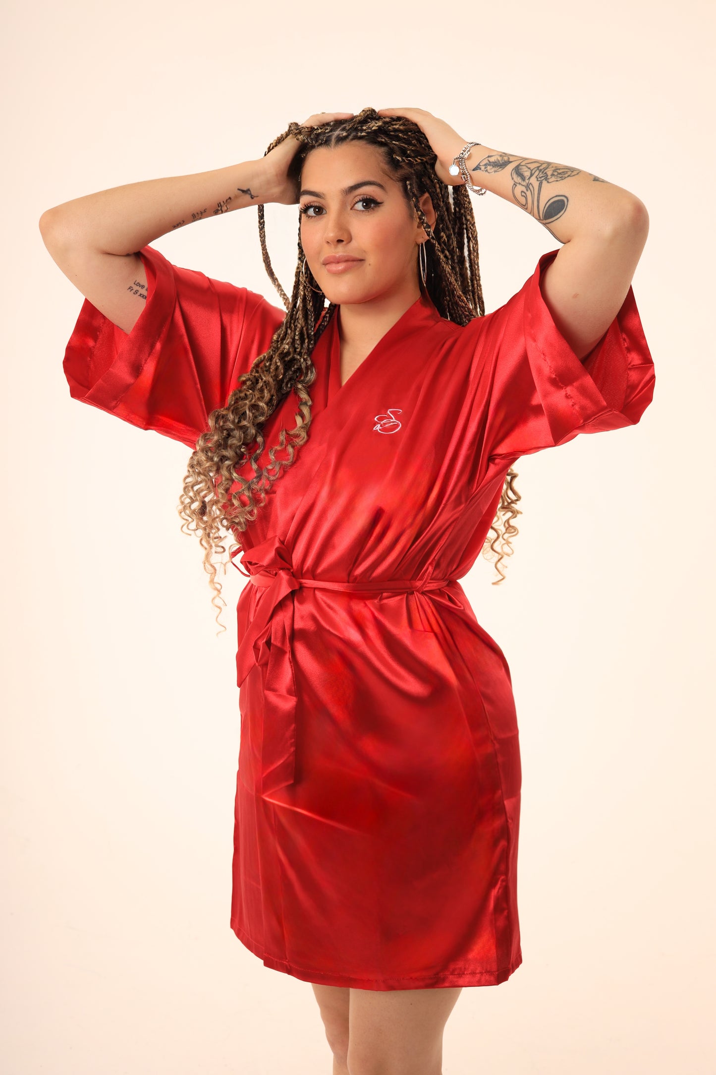 Luxe Desire Satin Robe in Red
