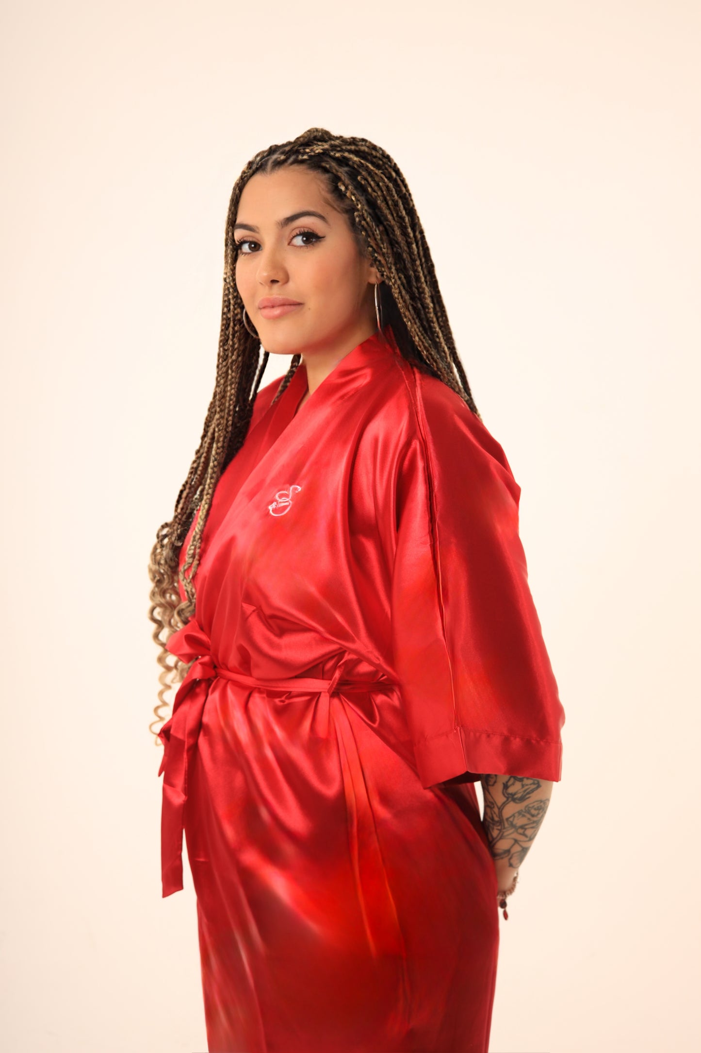 Luxe Desire Satin Robe in Red