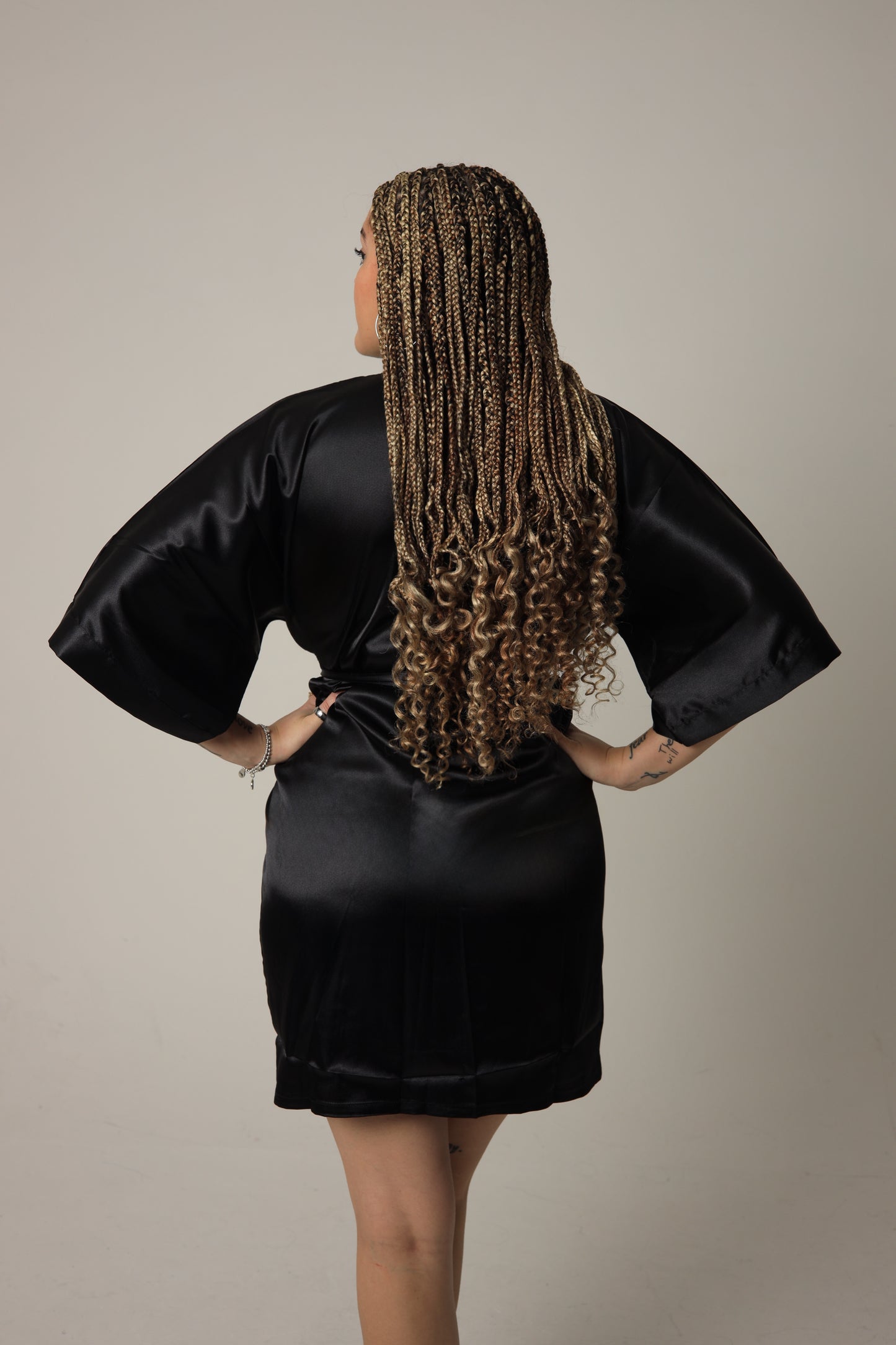 Midnight Satin Robe in Black